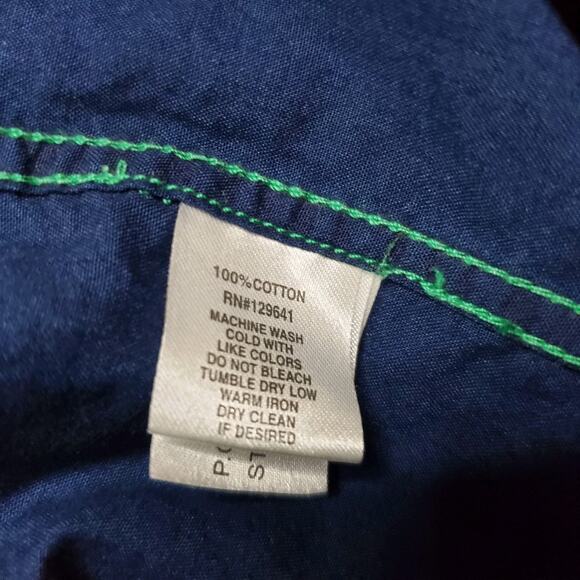 Carbon 2 Cobalt Men's Short Sleeve Button Up Shirt Blue Aztec Patterned Size L - Picture 10 of 10